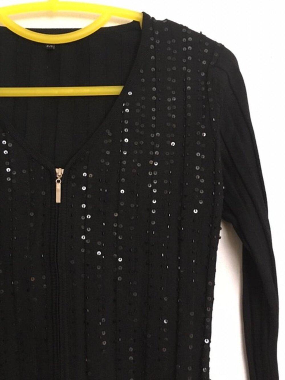 black beaded sequined zip up